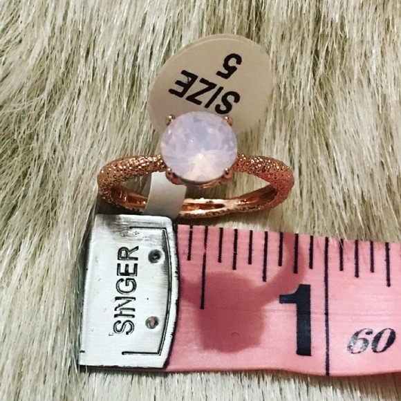 Fragrant Jewels Sea La Vie Rose Gold Plated Rose Water Opal CZ Ring Sand - Picture 8 of 10